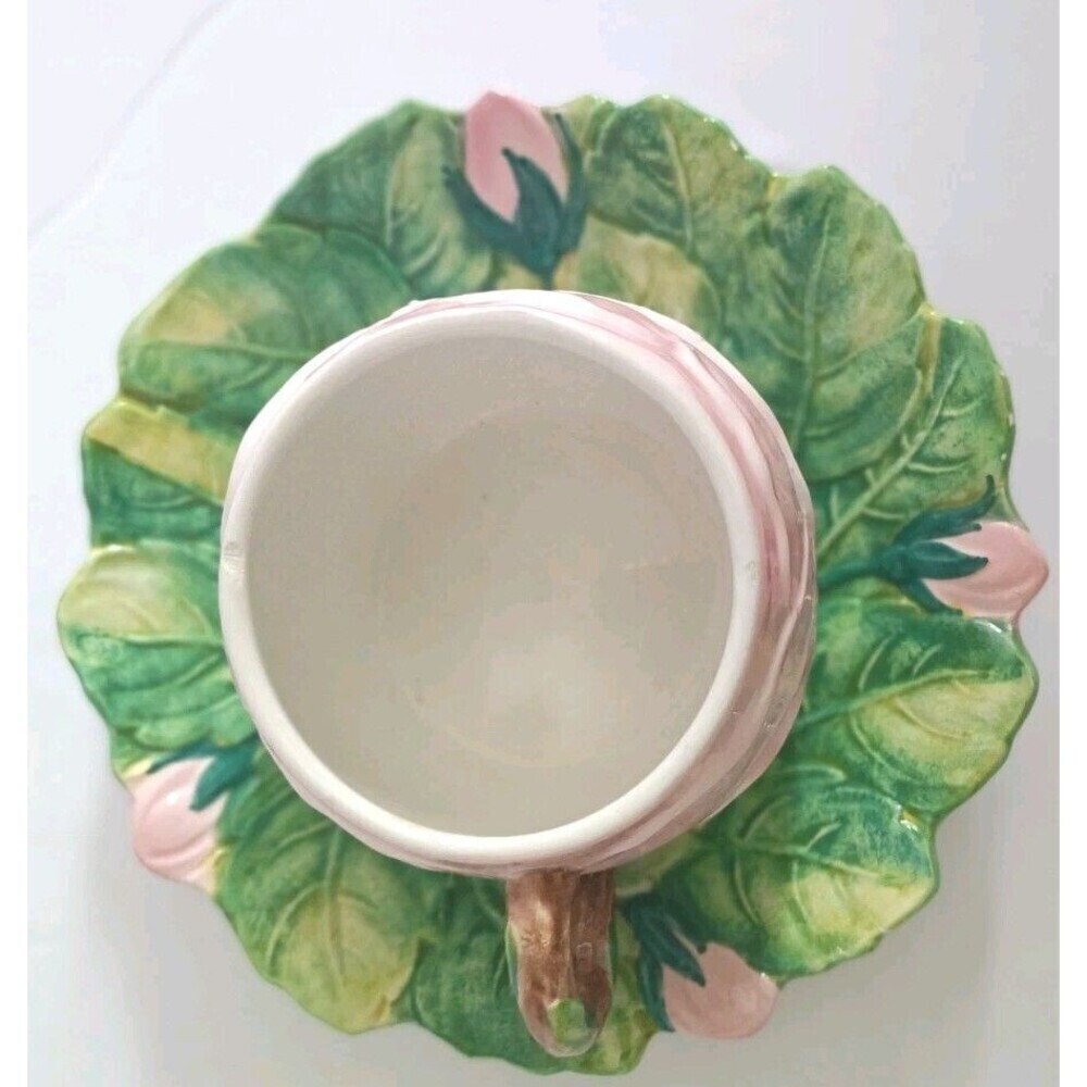 Zaccagnini Italy Pottery Roses Tea Cup & Saucer Set Made For Walter Hatches - Picture 3 of 11